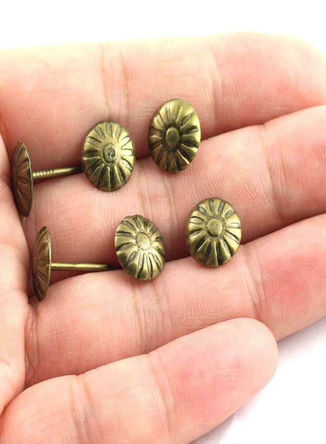 رولينج مجموعة دبابيس تنجيد من رويلينغ، 150 قطعة، بتصميم أنيق عتيق، مصنوعة من النحاس الأصفر، برأس دائري مقبب، لتزيين الأثاث، لون برونزي أخضر، مقاس 11 × 17 مم - Image 3